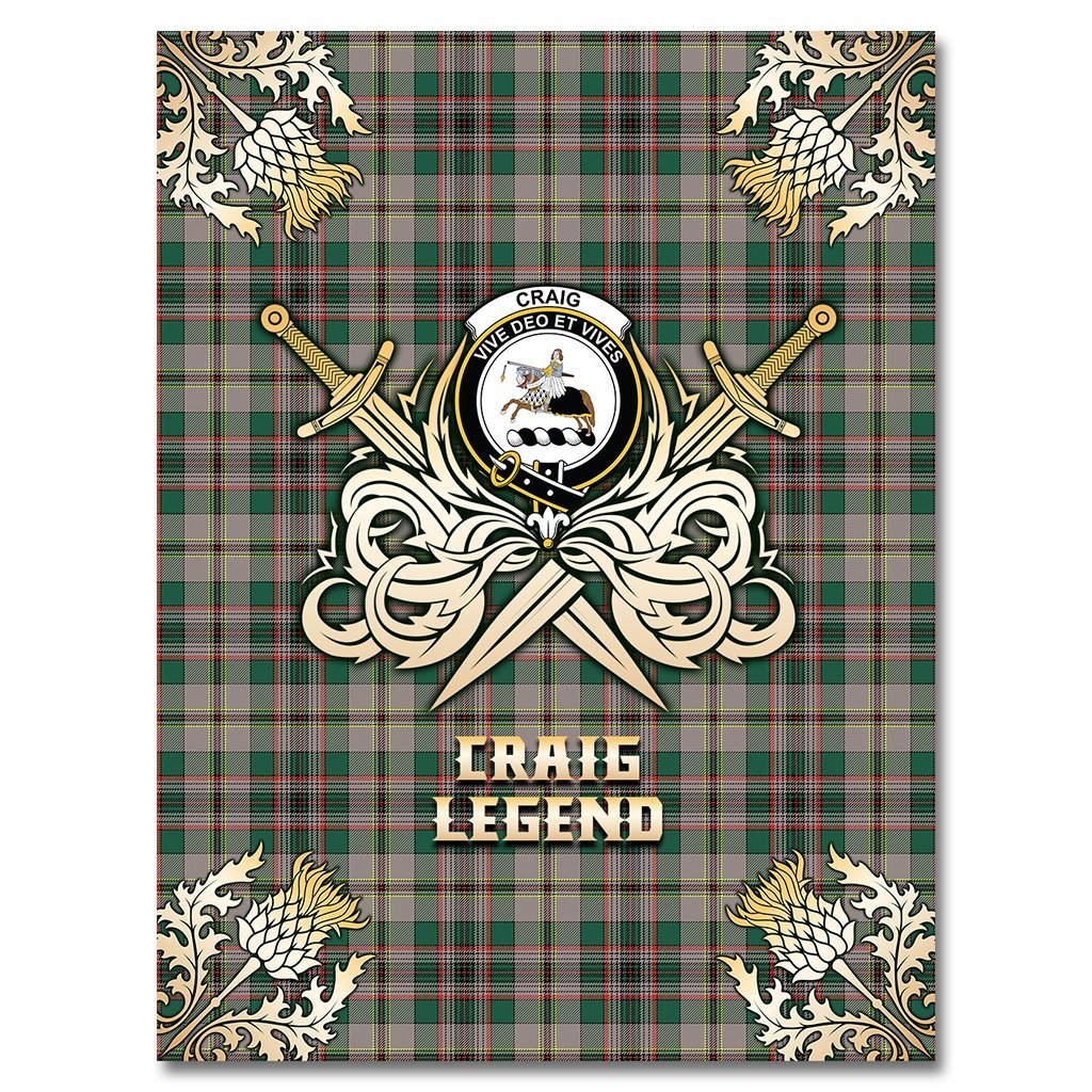 Craig Ancient Tartan Gold Courage Symbol Blanket