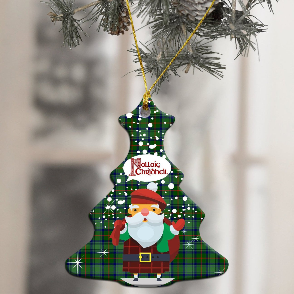 Cranstoun Tartan Christmas Ceramic Ornament - Santa Style