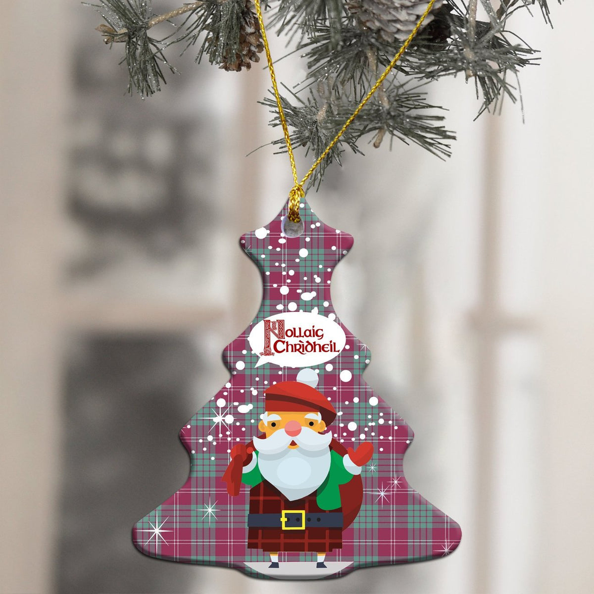 Crawford Ancient Tartan Christmas Ceramic Ornament - Santa Style