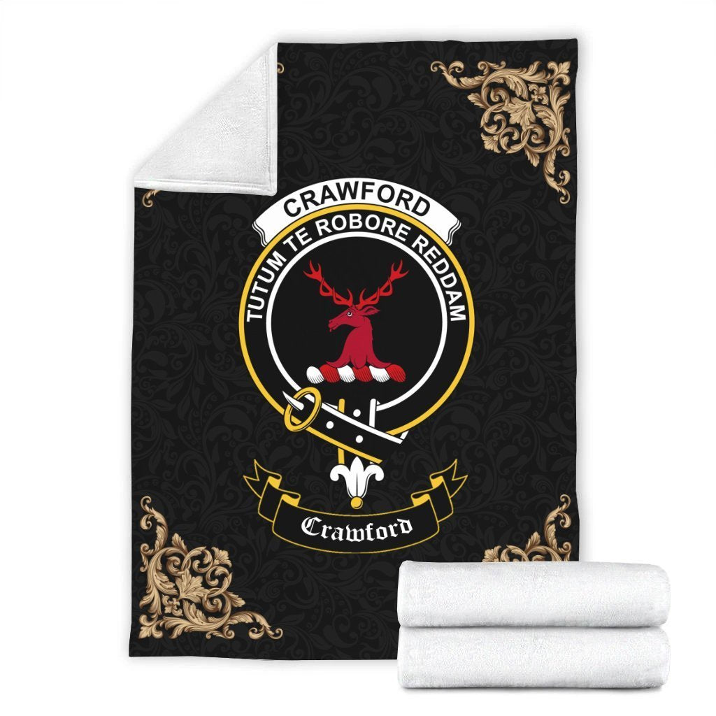 Crawford Crest Tartan Premium Blanket Black