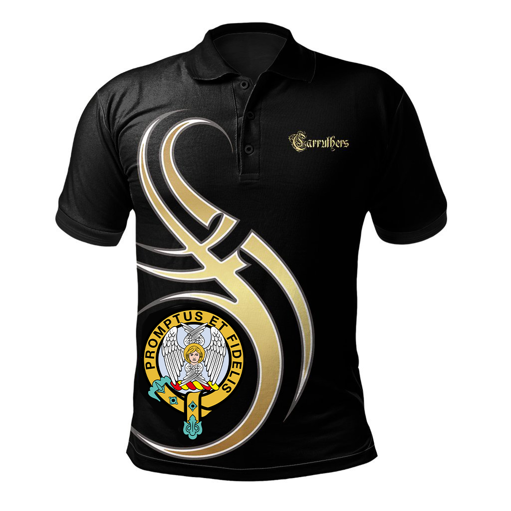 Carruthers Family Tartan Official Crest Polo Shirt - Black Version