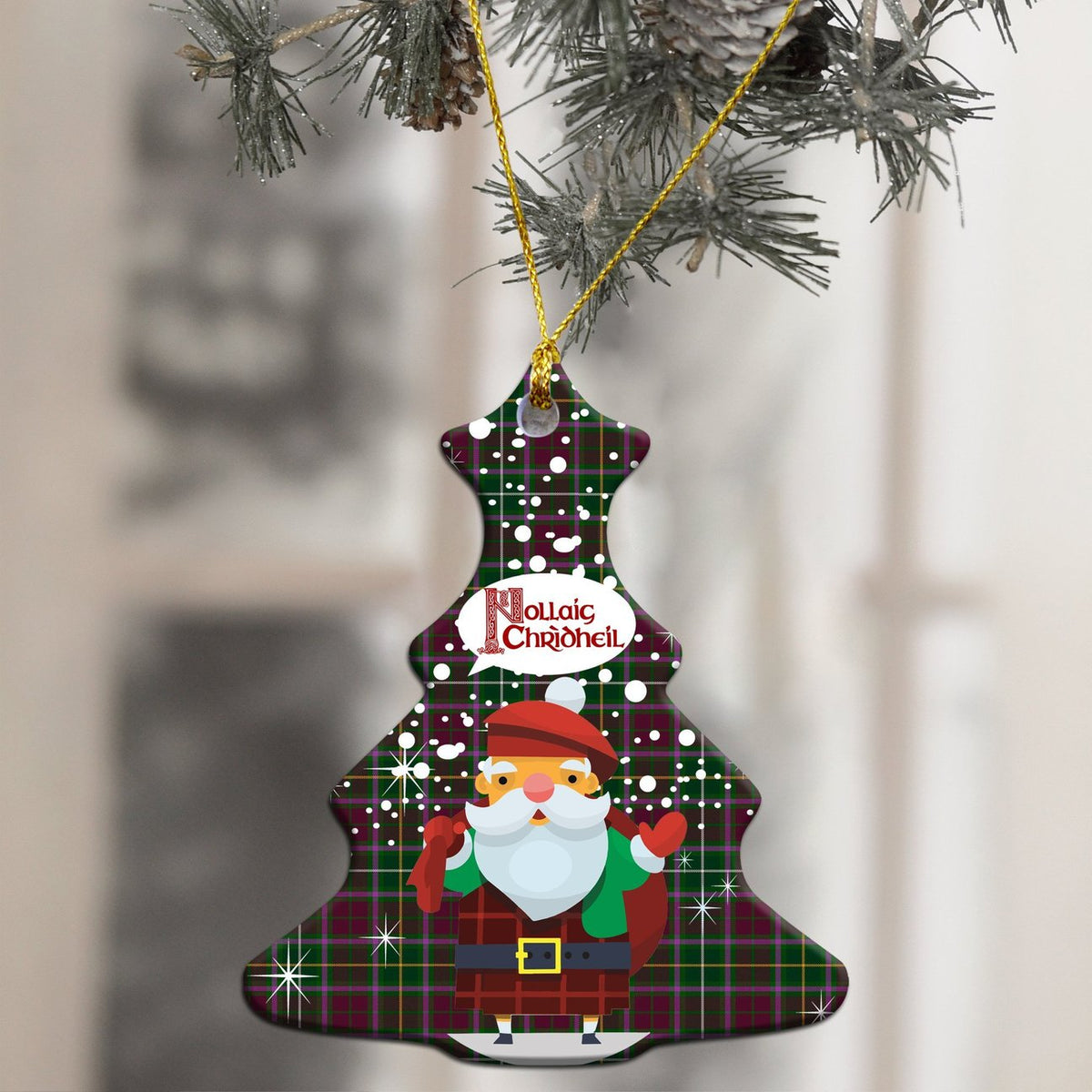 Crosbie Tartan Christmas Ceramic Ornament - Santa Style