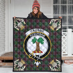 Crosbie Tartan Crest Premium Quilt - Gold Thistle Style