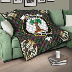 Crosbie Tartan Crest Premium Quilt - Gold Thistle Style