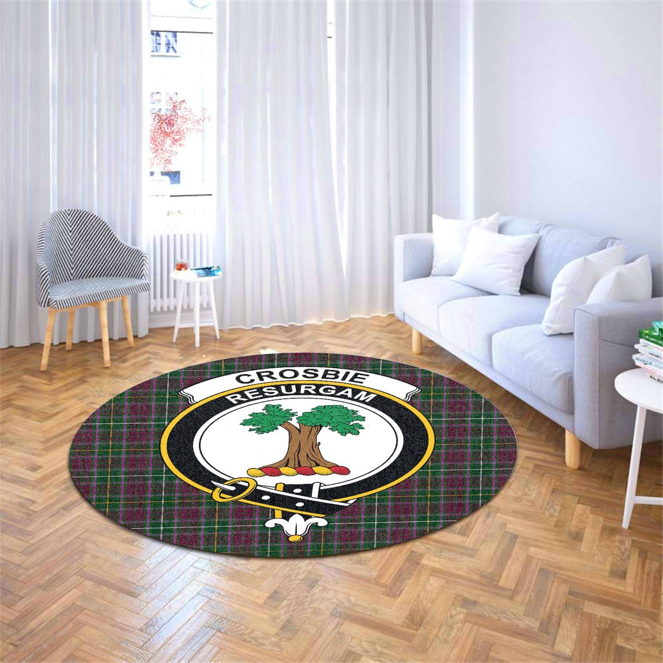 Crosbie Tartan Crest Round Rug