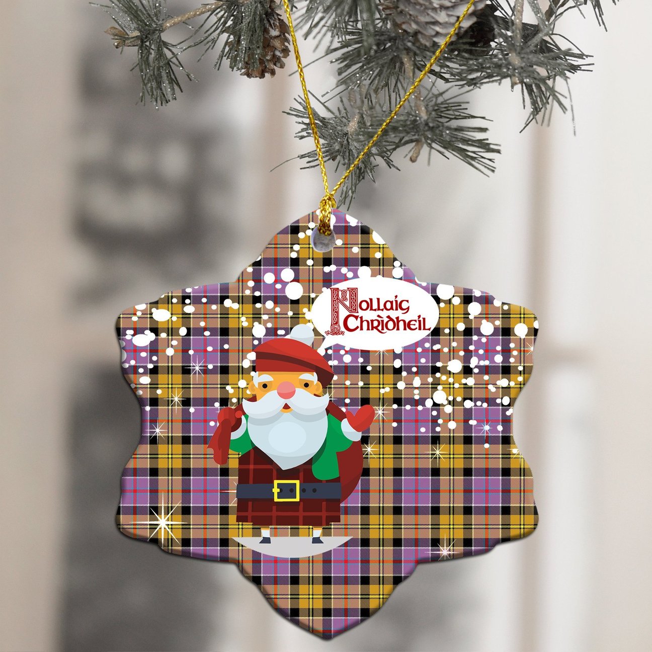 Culloden Ancient Tartan Christmas Ceramic Ornament - Santa Style