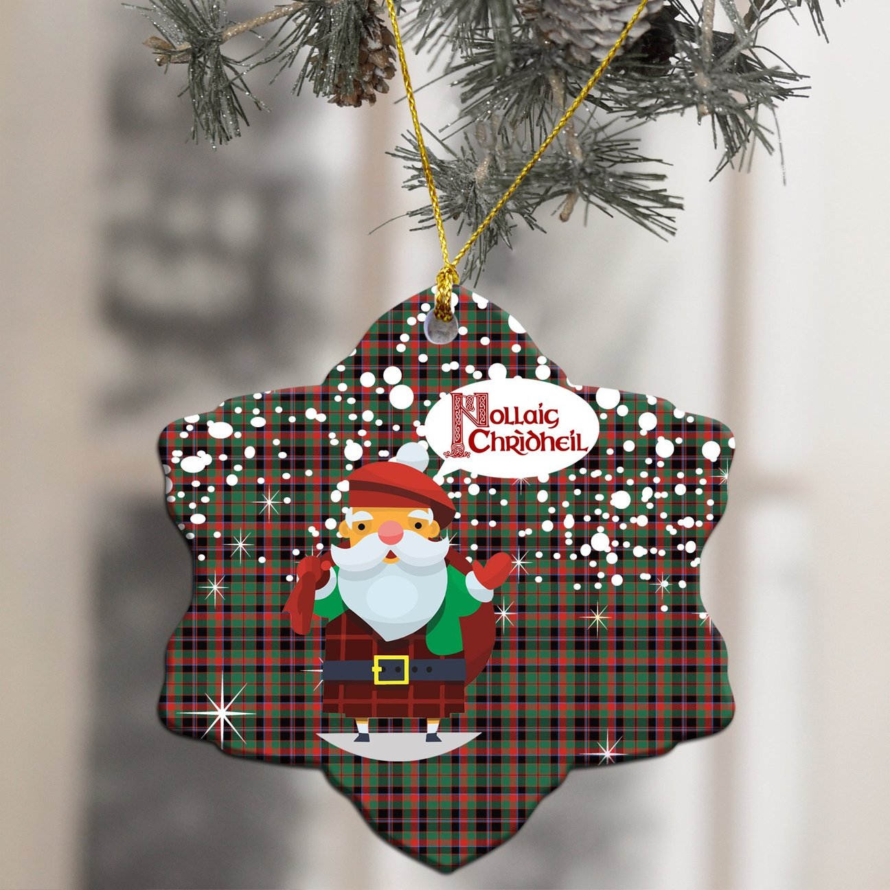 Cumming Hunting Ancient Tartan Christmas Ceramic Ornament - Santa Style