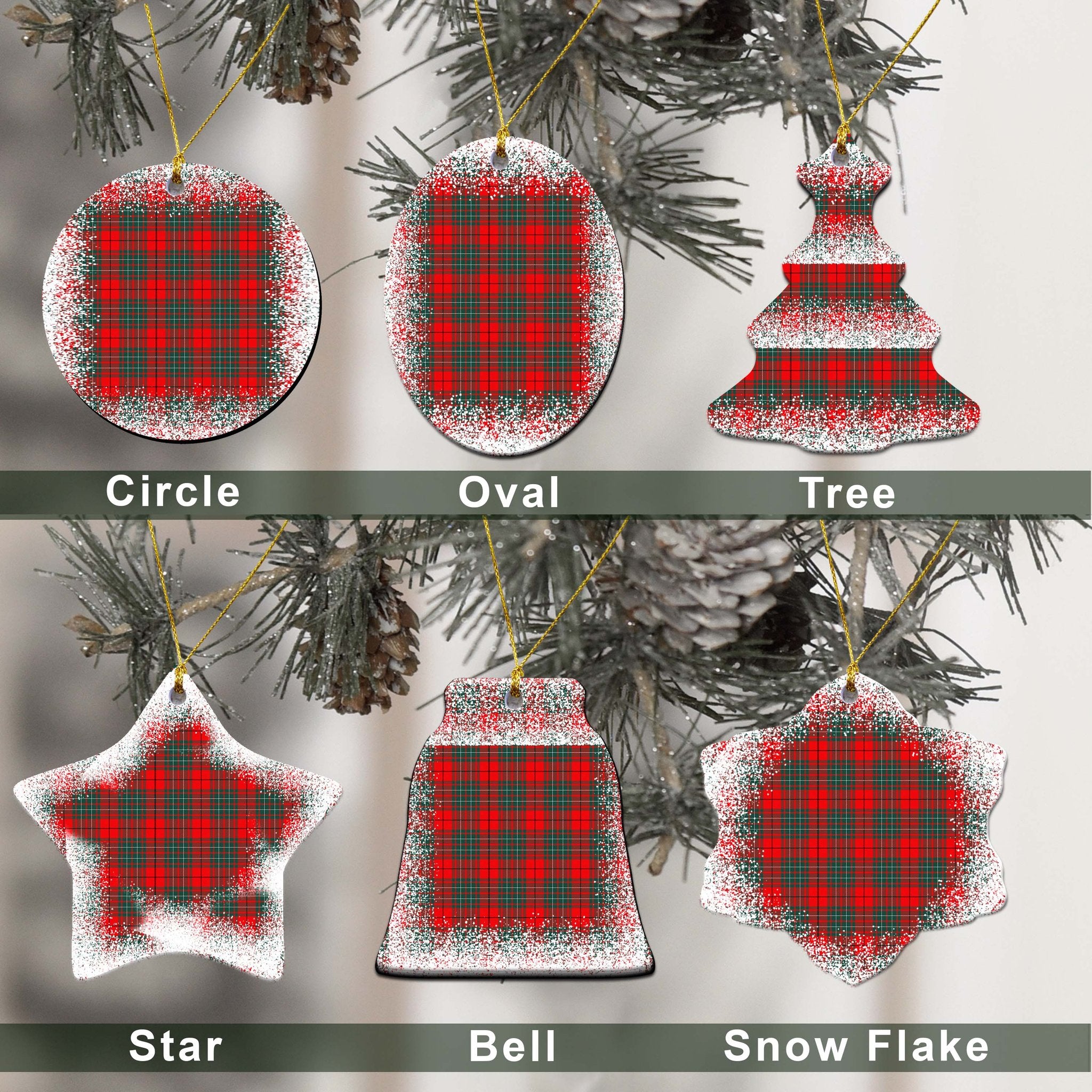 Cumming Tartan Christmas Ceramic Ornament - Snow Style