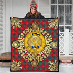 Cumming Modern Tartan Crest Premium Quilt - Gold Thistle Style