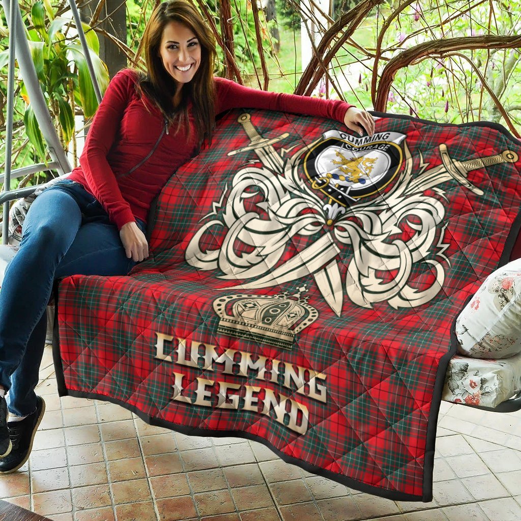 Cumming Modern Tartan Crest Legend Gold Royal Premium Quilt