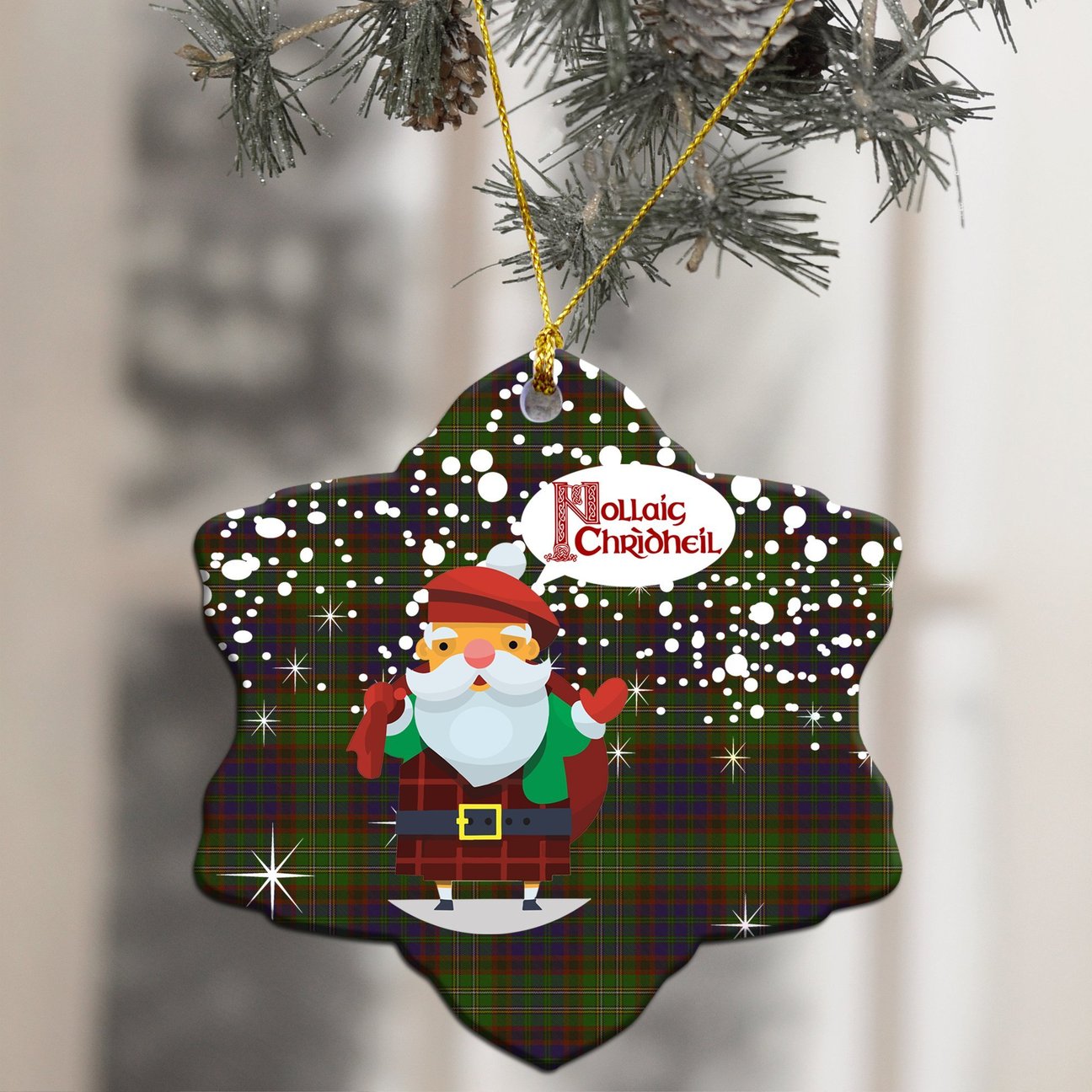 Cunningham Hunting Modern Tartan Christmas Ceramic Ornament - Santa Style