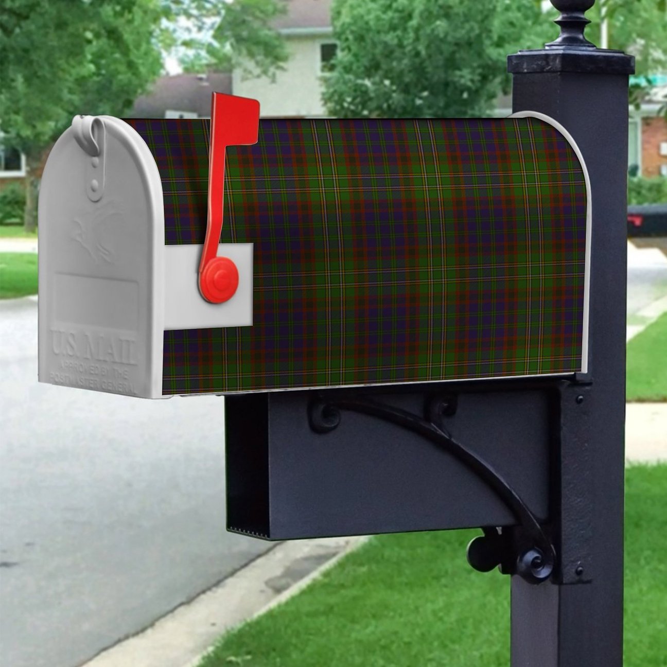 Cunningham Hunting Modern Tartan Crest Mailbox