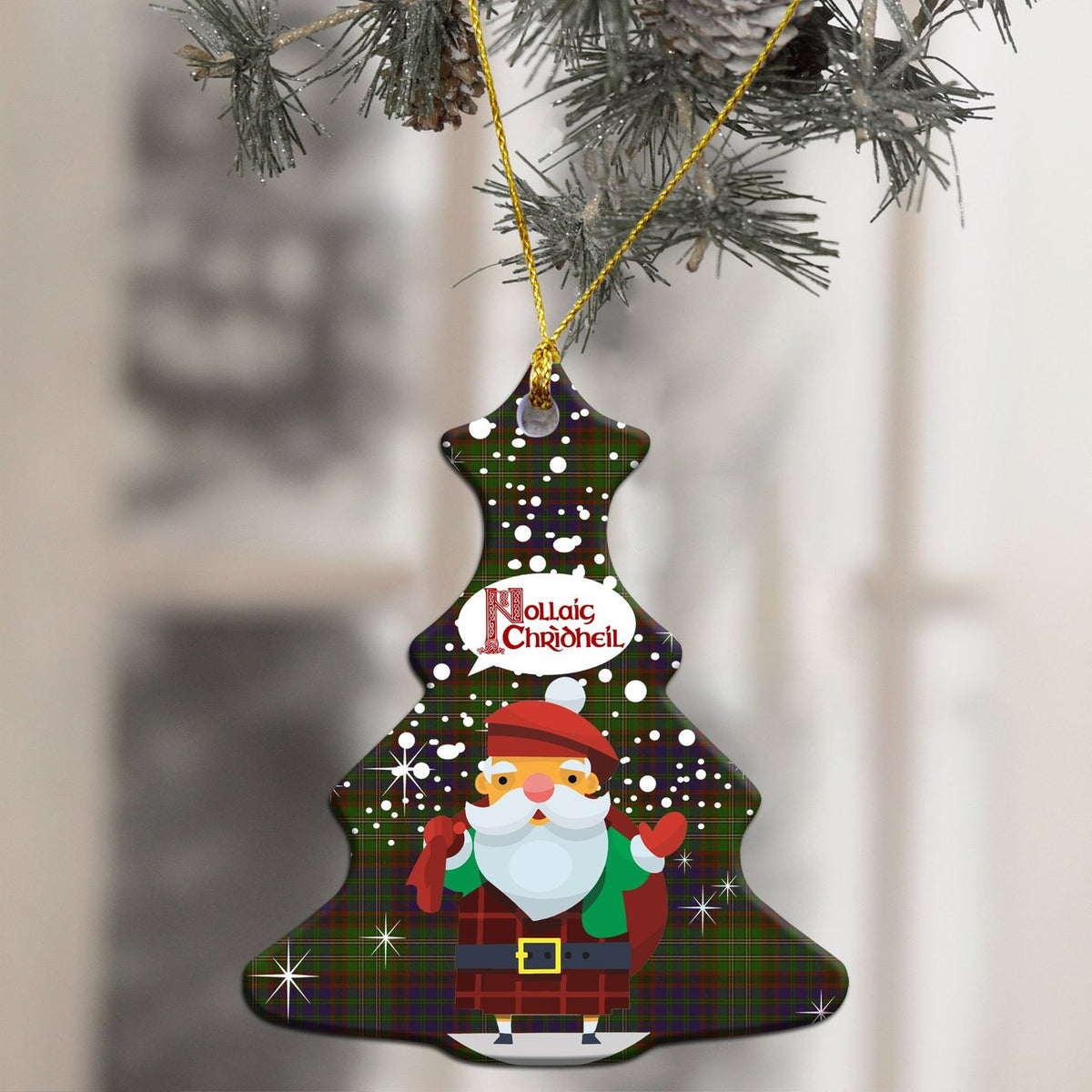 Cunningham Hunting Modern Tartan Christmas Ceramic Ornament - Santa Style