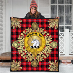 Cunningham Modern Tartan Crest Premium Quilt - Gold Thistle Style