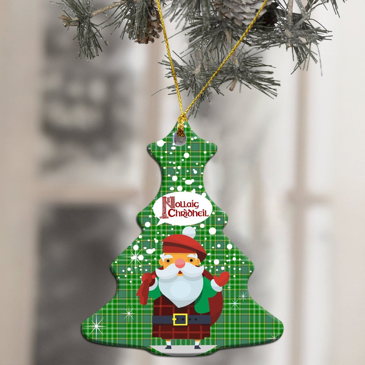 Currie Tartan Christmas Ceramic Ornament - Santa Style