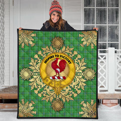 Currie Tartan Crest Premium Quilt - Gold Thistle Style