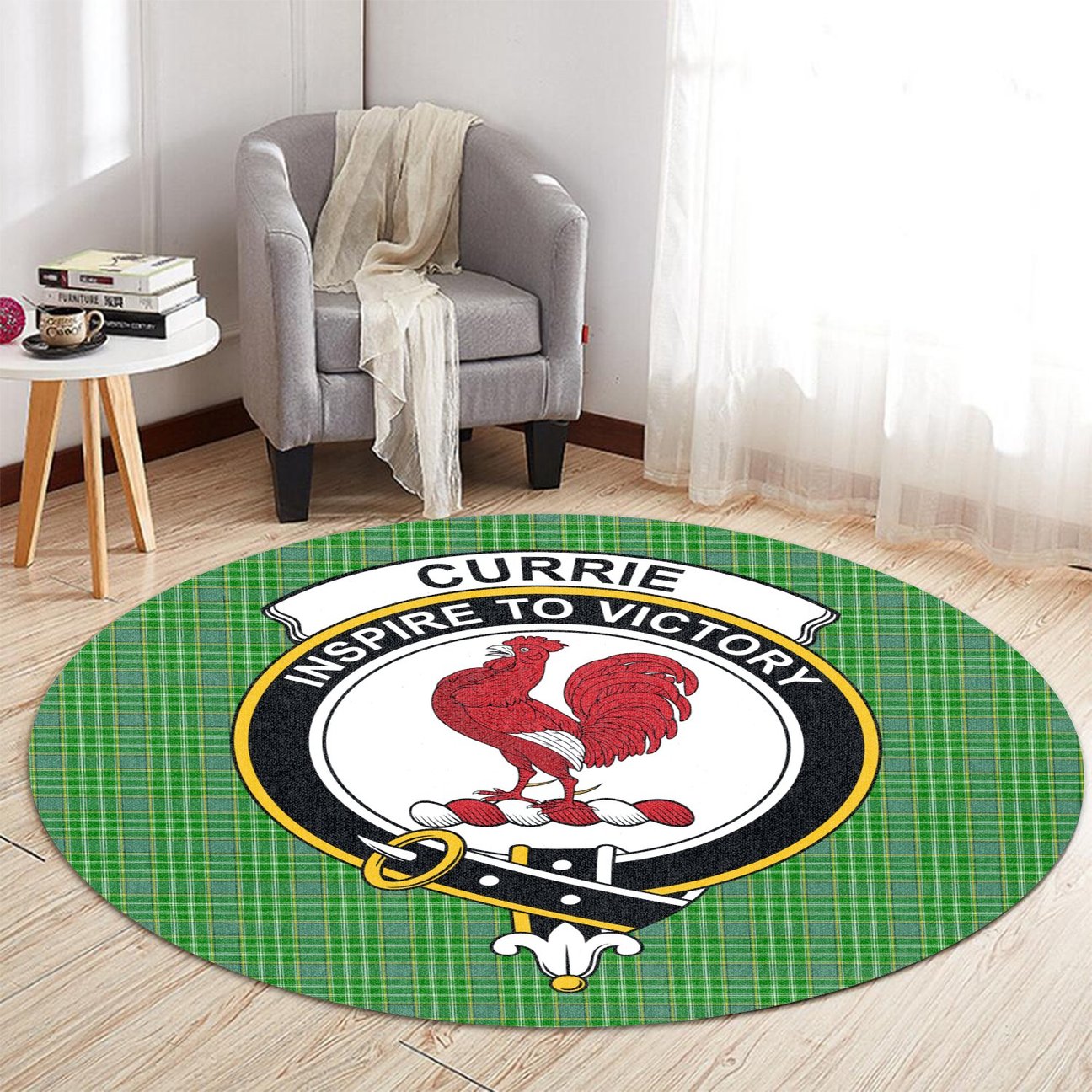 Currie Tartan Crest Round Rug