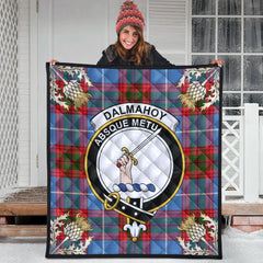 Dalmahoy Tartan Crest Premium Quilt - Gold Thistle Style