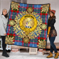 Dalmahoy Tartan Crest Premium Quilt - Gold Thistle Style