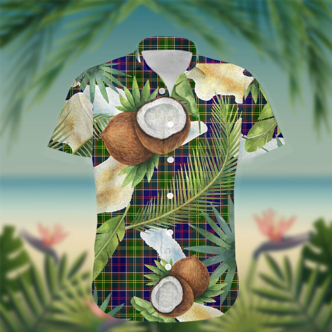 Dalrymple Tartan Hawaiian Shirt Hibiscus, Coconut, Parrot, Pineapple - Tropical Garden Shirt