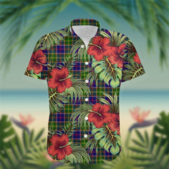 Dalrymple Tartan Hawaiian Shirt Hibiscus, Coconut, Parrot, Pineapple - Tropical Garden Shirt