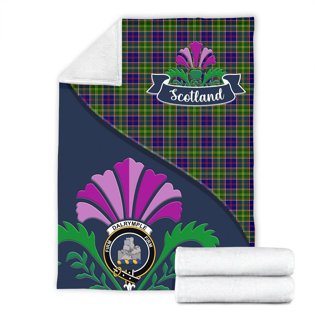 Dalrymple Tartan Crest Premium Blanket - Thistle Style