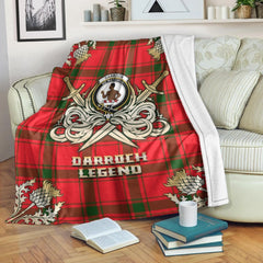 Darroch Tartan Gold Courage Symbol Blanket