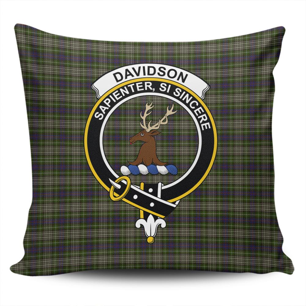 Scottish Davidson Tulloch Dress Tartan Crest Pillow Cover - Tartan Cushion Cover