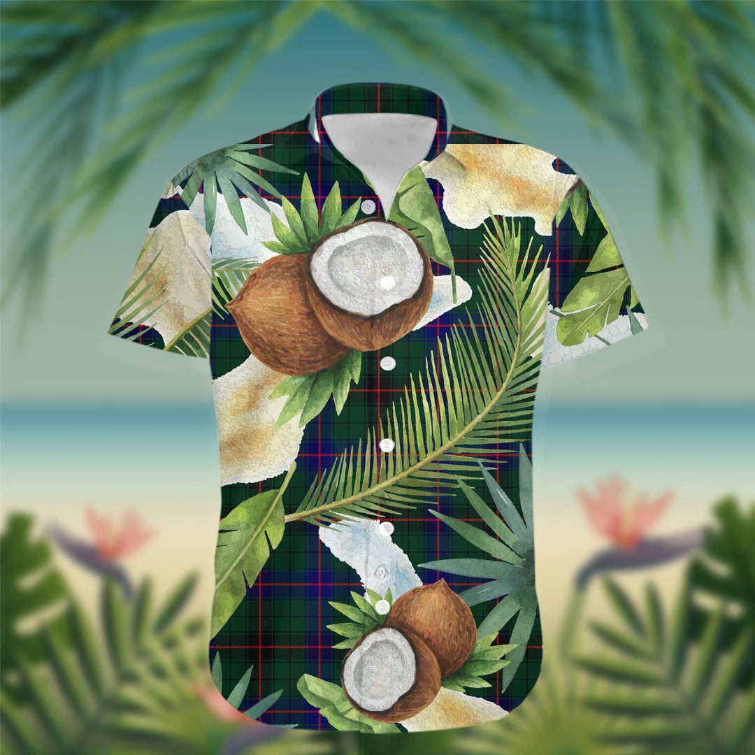 Davidson Tartan Hawaiian Shirt Hibiscus, Coconut, Parrot, Pineapple - Tropical Garden Shirt