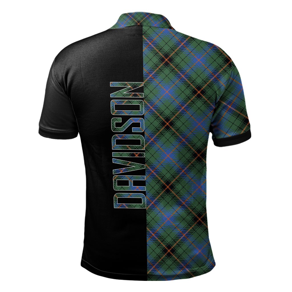 Davidson Ancient Tartan Polo Shirt Half of Me - Cross Style