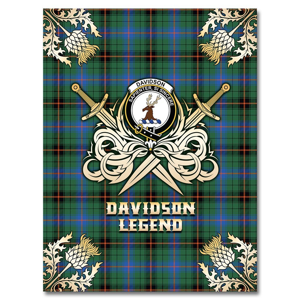 Davidson Ancient Tartan Gold Courage Symbol Blanket