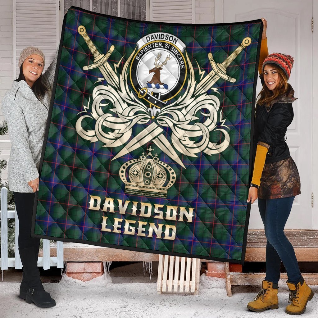 Davidson Modern Tartan Crest Legend Gold Royal Premium Quilt