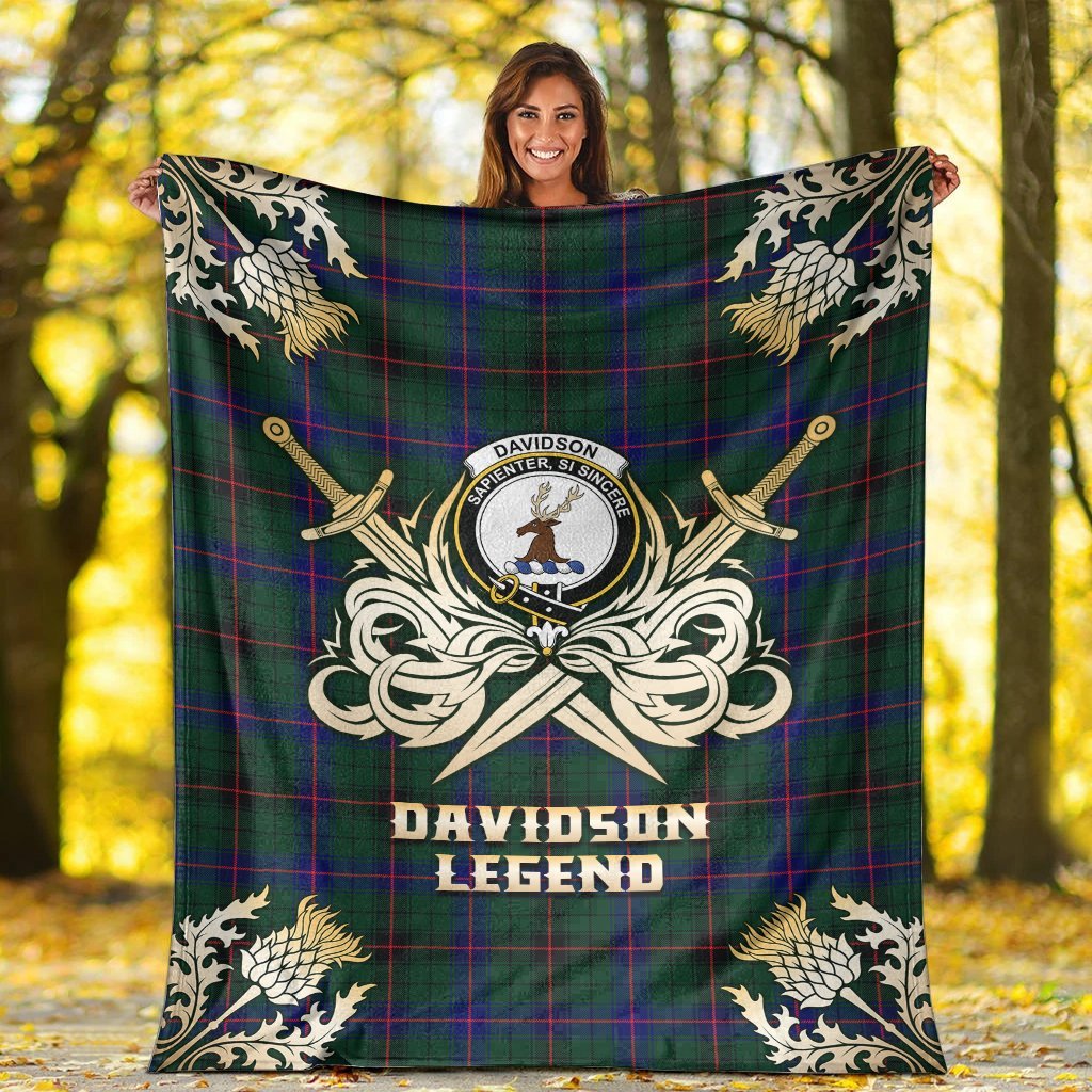 Davidson Modern Tartan Gold Courage Symbol Blanket