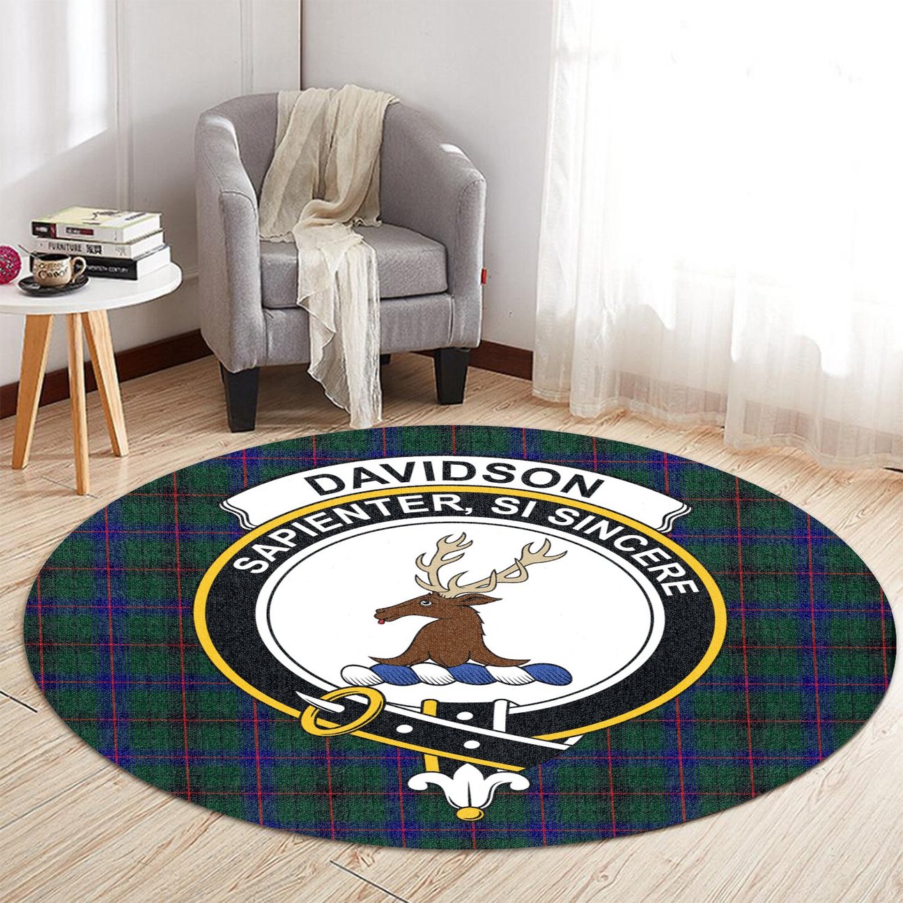 Davidson Modern Tartan Crest Round Rug