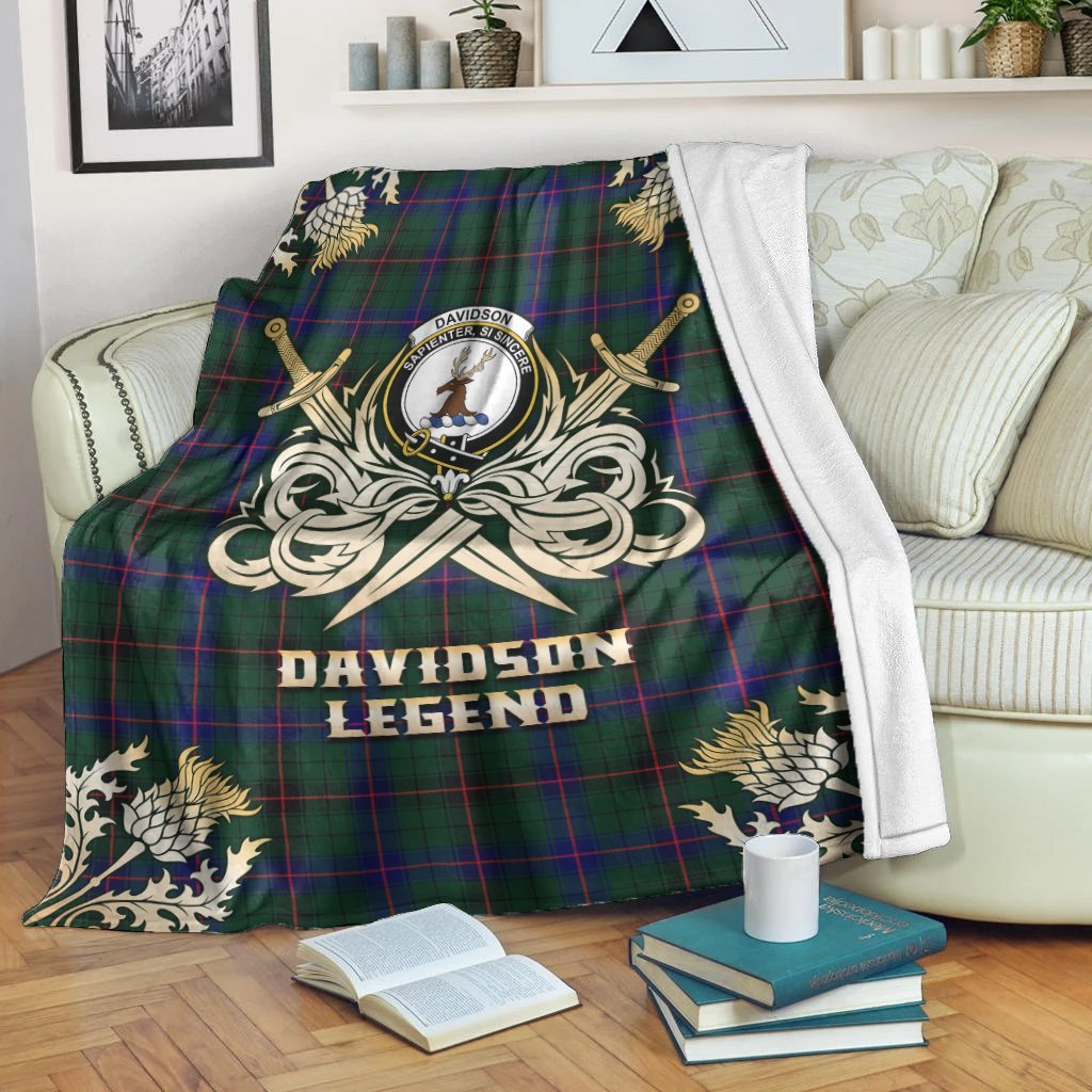 Davidson Modern Tartan Gold Courage Symbol Blanket