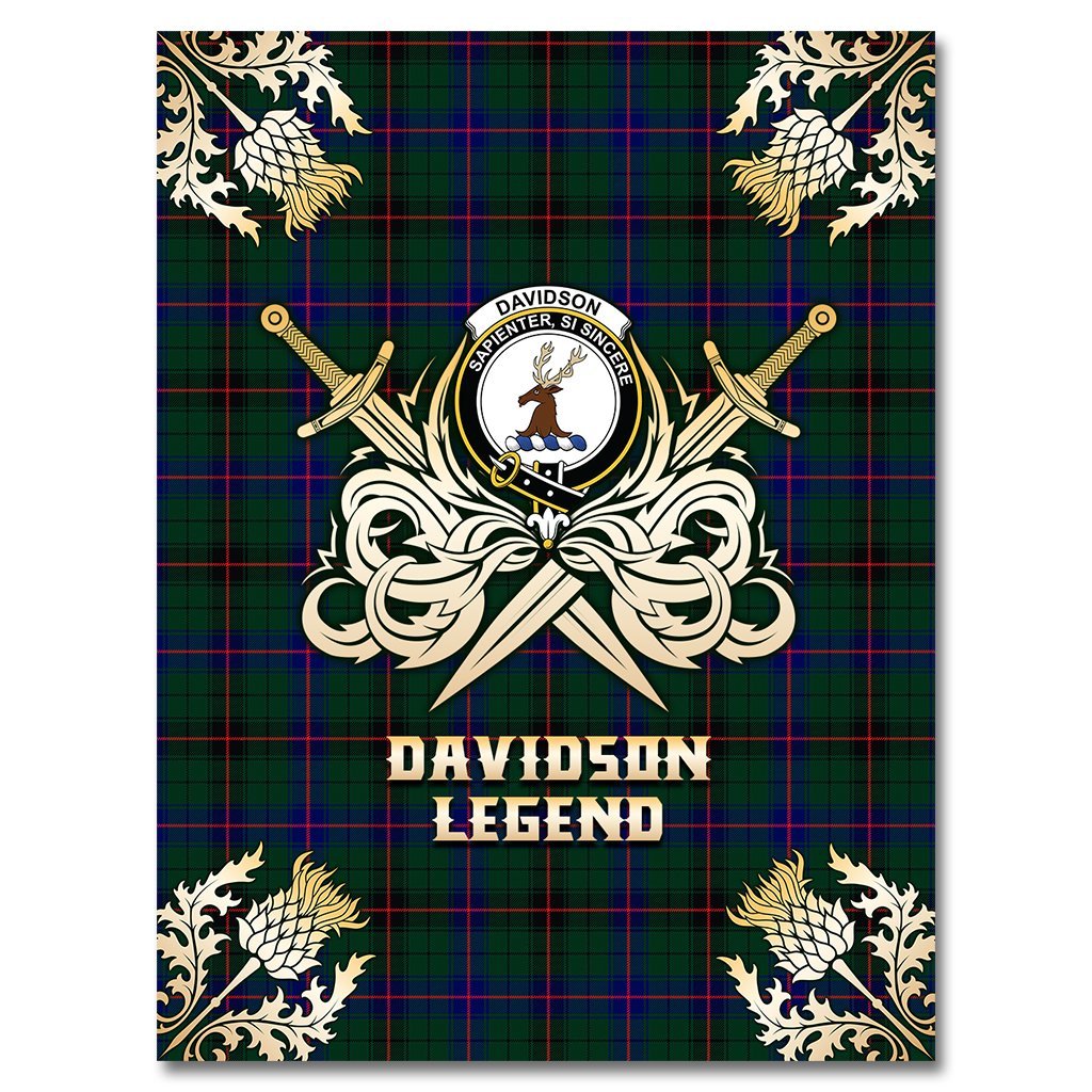 Davidson Modern Tartan Gold Courage Symbol Blanket