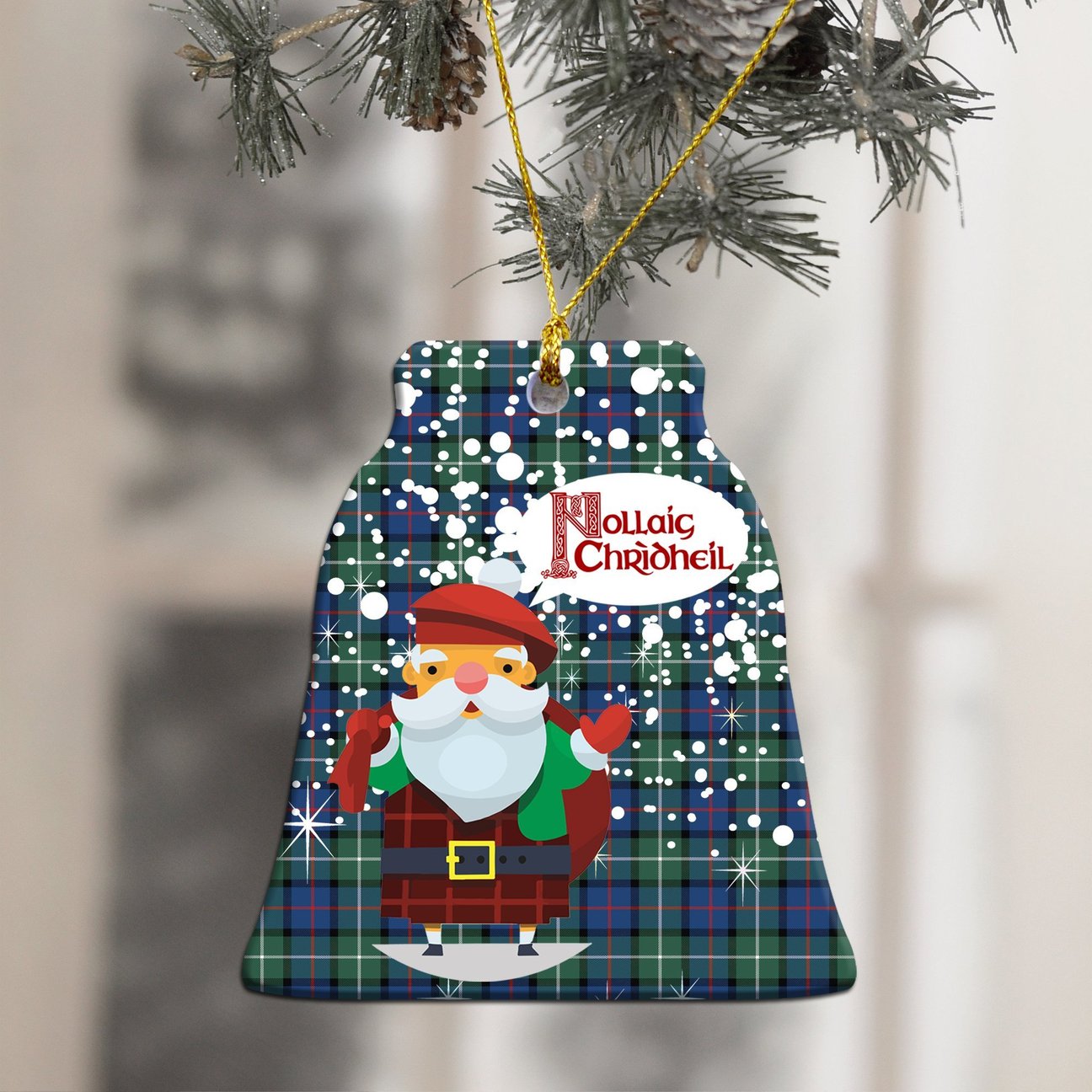 Davidson of Tulloch Tartan Christmas Ceramic Ornament - Santa Style