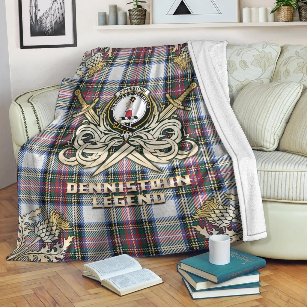 Dennistoun Tartan Gold Courage Symbol Blanket