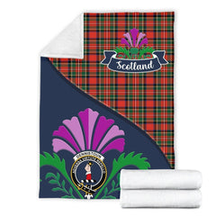 Dennistoun Tartan Crest Premium Blanket - Thistle Style