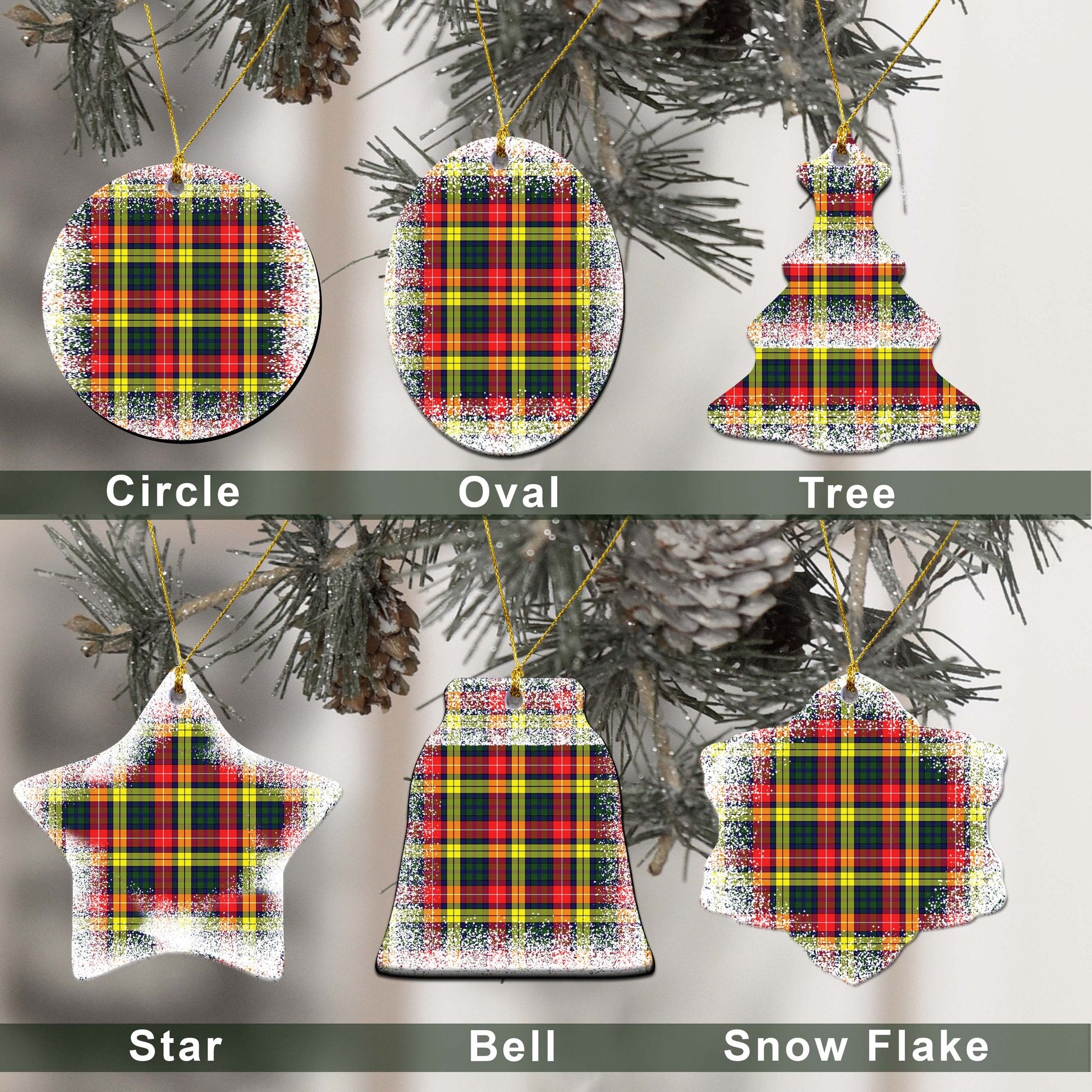 Dewar Tartan Christmas Ceramic Ornament - Snow Style