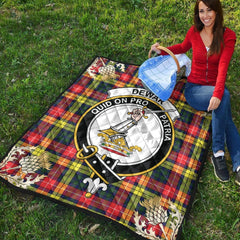 Dewar Tartan Crest Premium Quilt - Gold Thistle Style