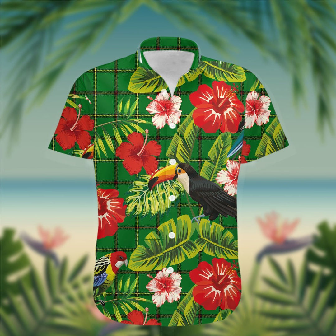 Don Tartan Hawaiian Shirt Hibiscus, Coconut, Parrot, Pineapple - Tropical Garden Shirt