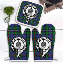 Donnachaidh Tartan Crest Oven Mitt And Pot Holder (2 Oven Mitts + 1 Pot Holder)