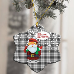 Douglas Grey Modern Tartan Christmas Ceramic Ornament - Santa Style