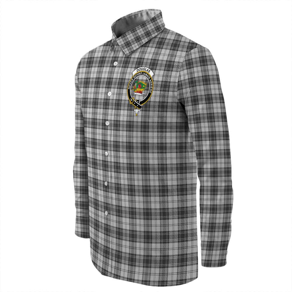 Douglas Grey Modern Tartan Long Sleeve Button Shirt