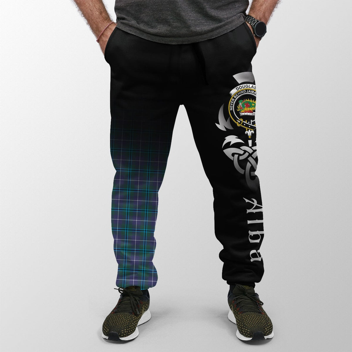 Douglas Modern Tartan Crest Jogger Sweatpants - Alba Celtic Style