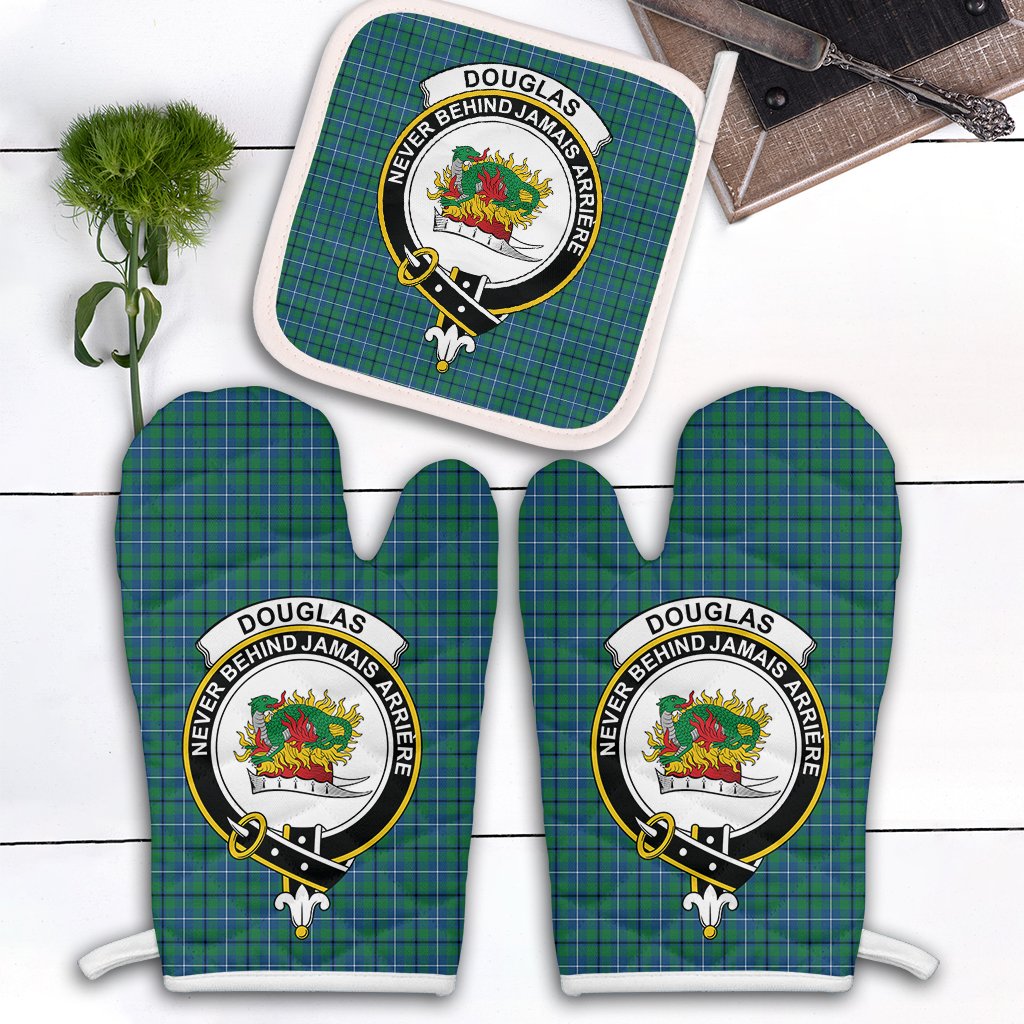 Douglas Ancient Tartan Crest Oven Mitt And Pot Holder (2 Oven Mitts + 1 Pot Holder)