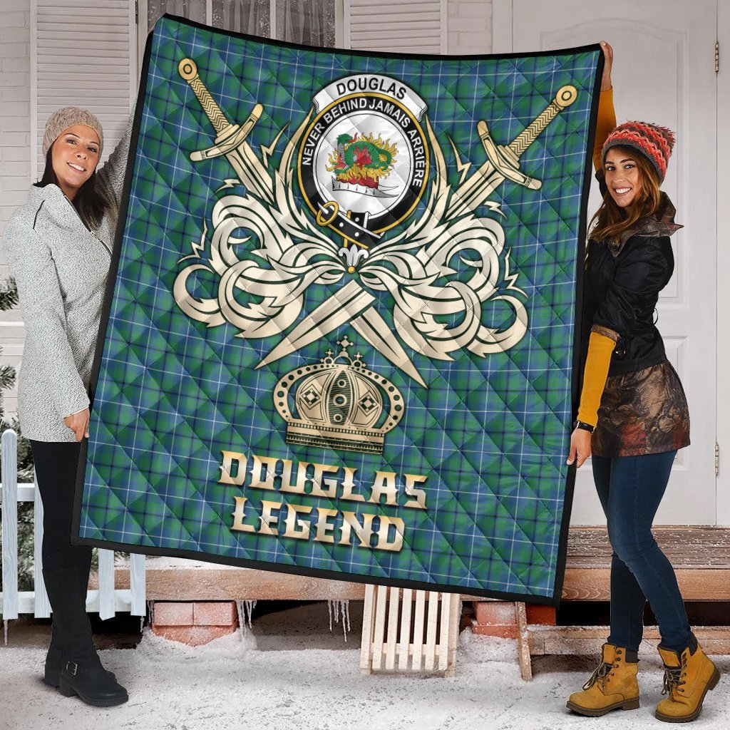 Douglas Ancient Tartan Crest Legend Gold Royal Premium Quilt