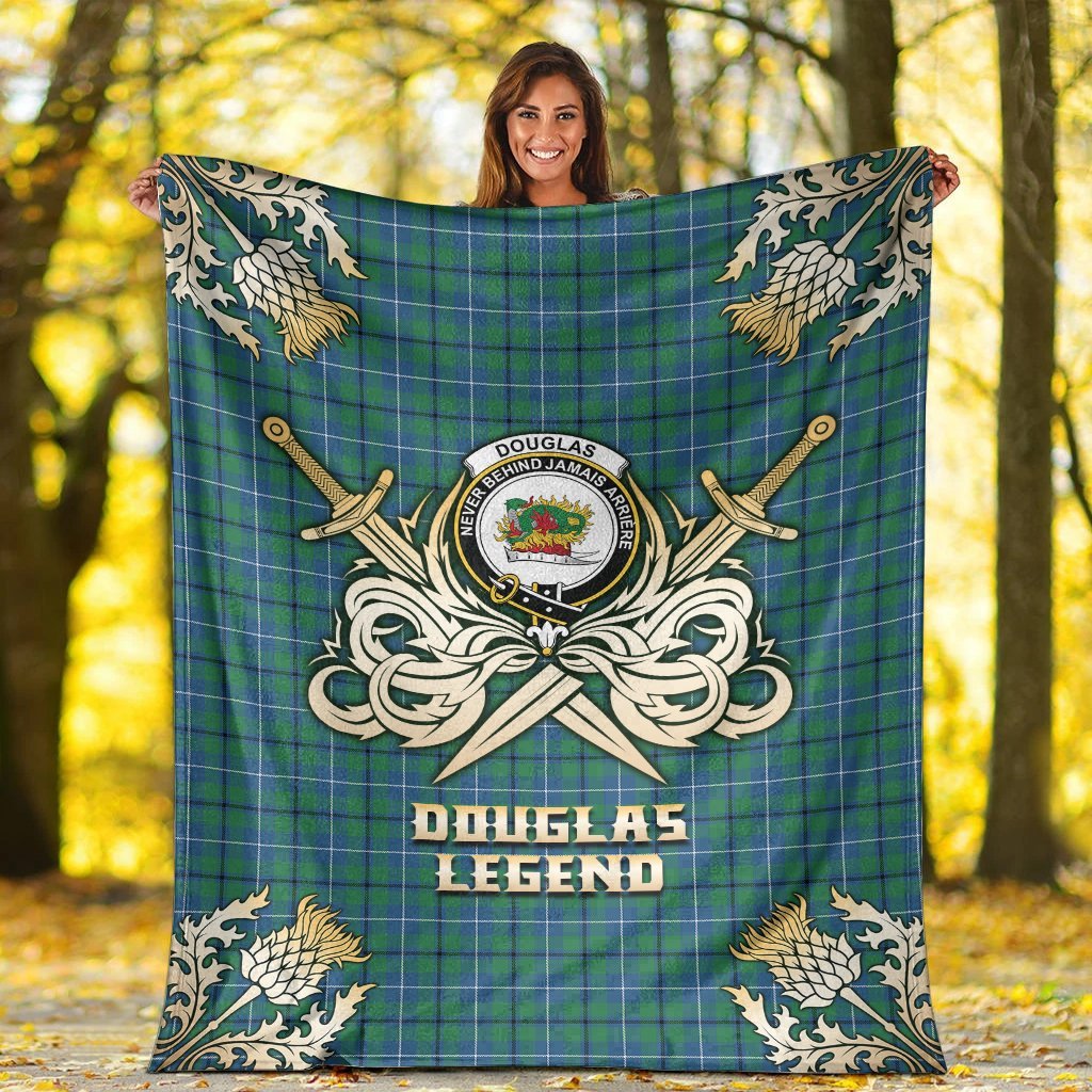 Douglas Ancient Tartan Gold Courage Symbol Blanket