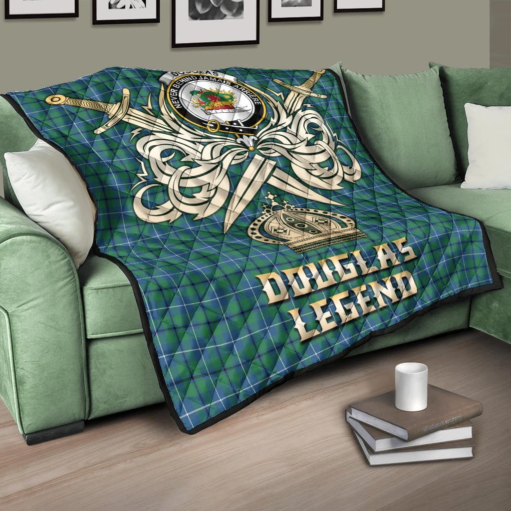 Douglas Ancient Tartan Crest Legend Gold Royal Premium Quilt